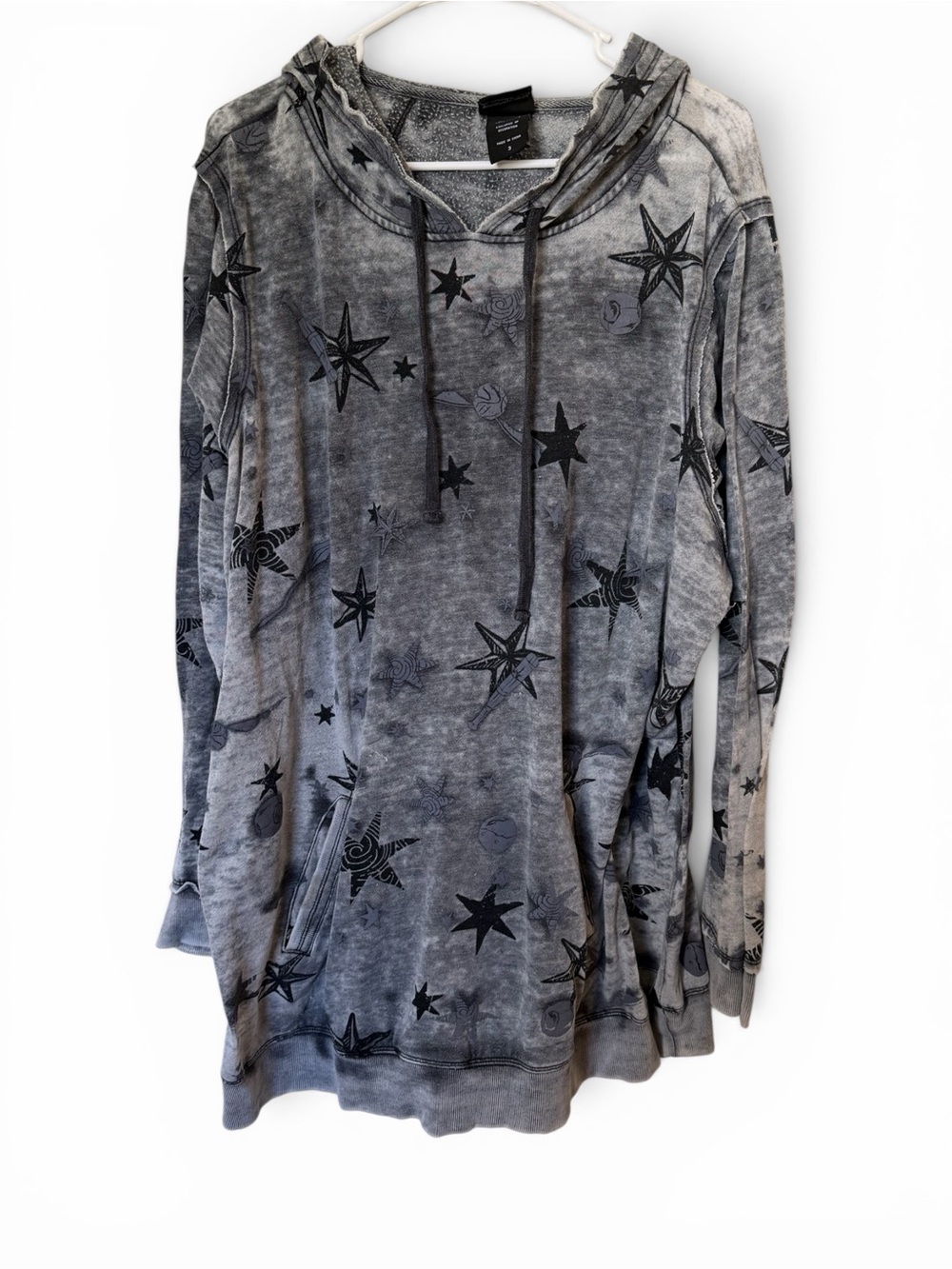 Harry Potter Celestial Star Print Hoodie Gray Acid Wash Pullover Womens 3 - Picture 2 of 10